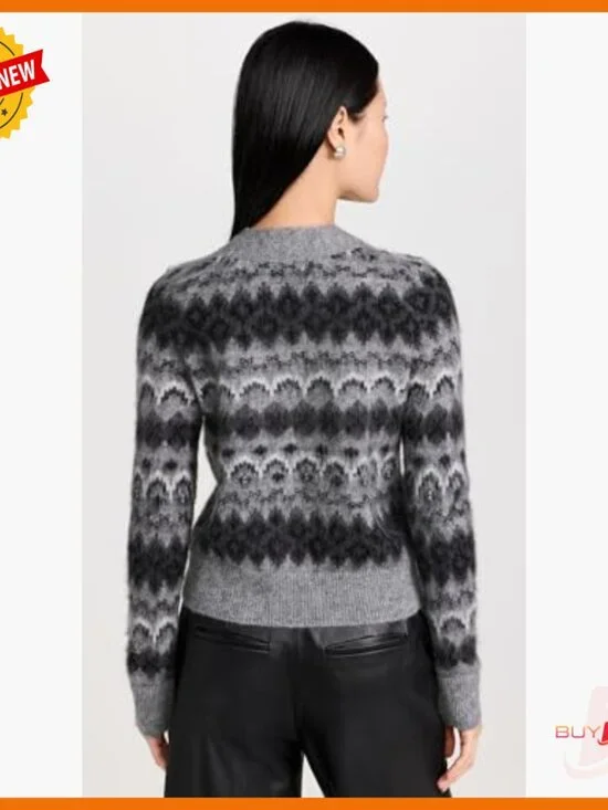 Fair Isle Cardigan, 50% Alpaca Blend, Button Front, Hand Wash - Picture 3 of 6